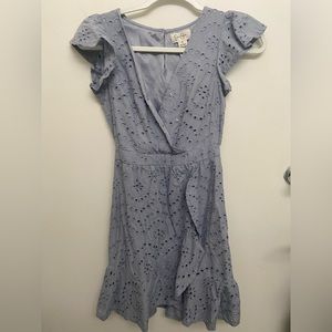 Jessica Simpson cotton eyelet Faux Wrap Dress S